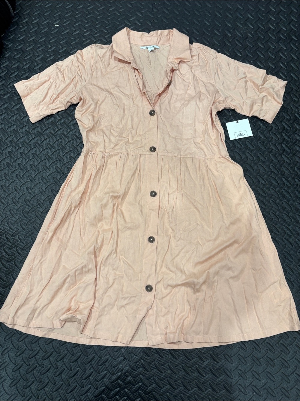 O'Neill Peach Button-Front Short Sleeve Dress